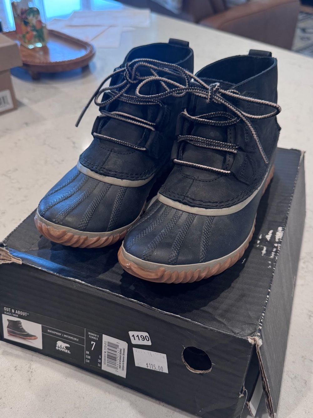 Sorel Black and Brown Lace-Up Waterproof Duck Boots - Women’s